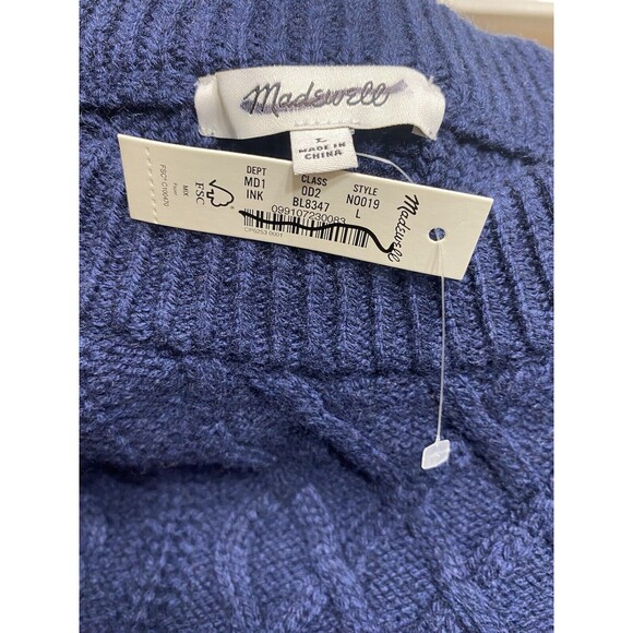 Madewell Men’s Wool Cabled Crewneck Sweater New Size L Large - Picture 5 of 9